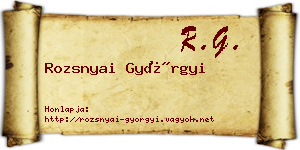 Rozsnyai Györgyi névjegykártya